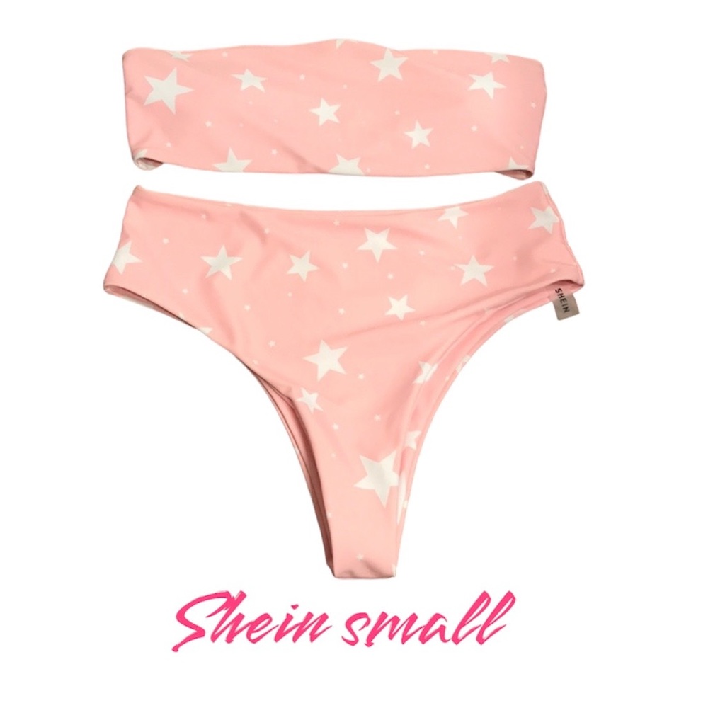Shein small bikini set pink stars BARBIE PINK Suit
